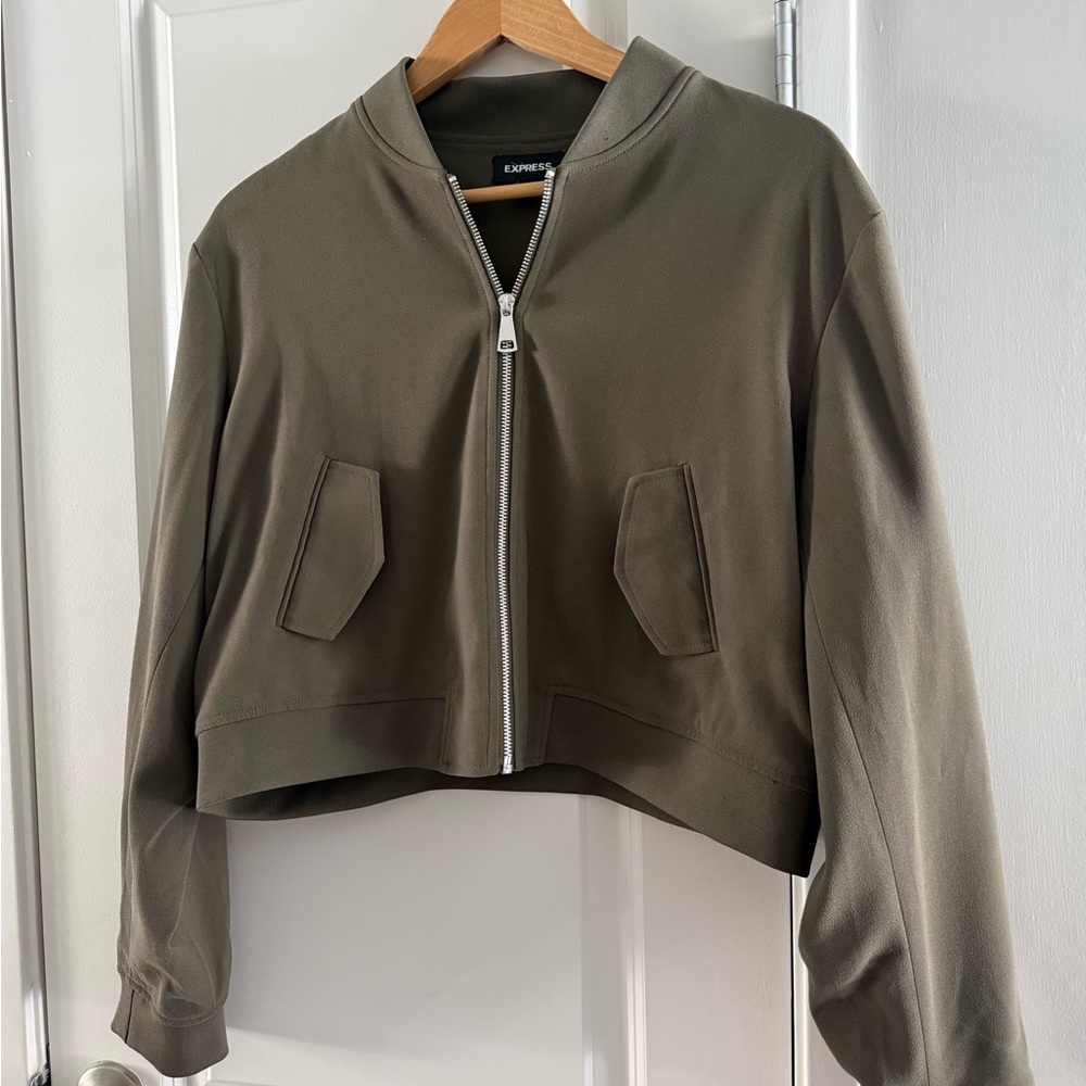 Express Olive Bomber Jacket